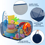 Hahood Pop-up Pool Toy Storage Bin 47 x 47 x 31 Inch Mesh Pool Organizer Bag with 2 Side Pockets for Inflatable Toys, Floats, Beach Balls,Towels and Other Swimming Accessories