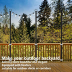 AILBTON 10Ft String Light Poles 4 Pack,Light Poles for Outside Lights,Outdoor with Fence Brackets Hanging Lights,Metal Stand Deck Patio Backyard