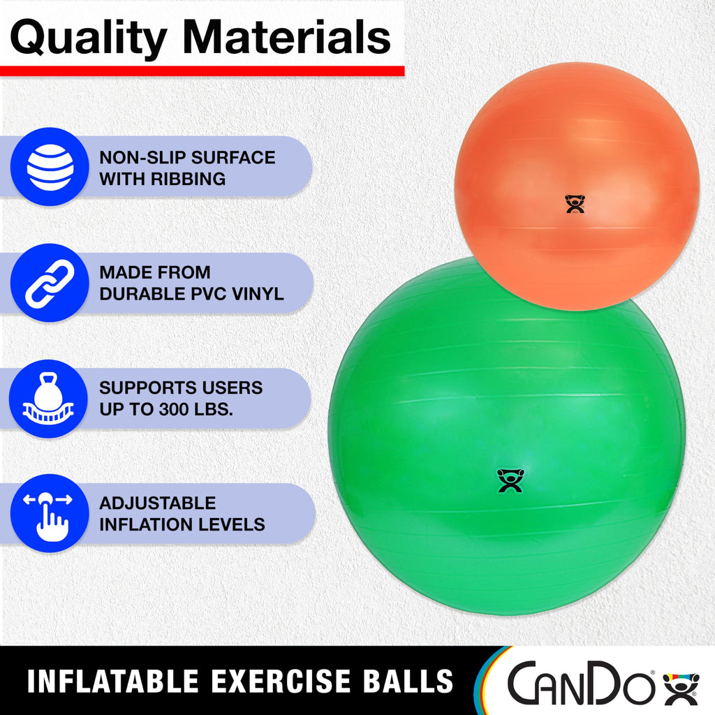 CanDo Inflatable Exercise Ball - Blue 41.3", Durable Extra Thick Non-Slip Stability Ball for Core Workouts, Yoga, Pilates, Active Seating, Physical Therapy, Pregnancy, Home Gym, Flexibility