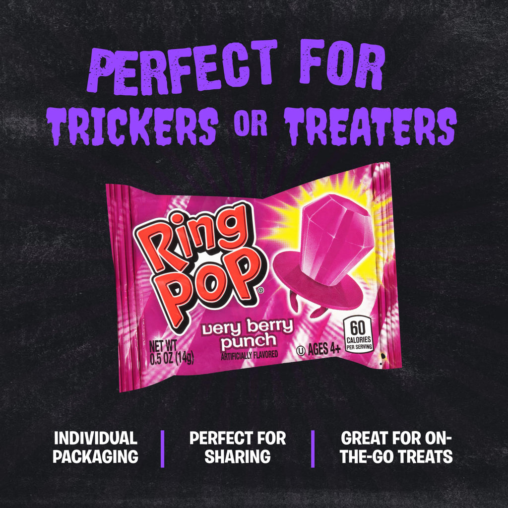 Ring Pop Purple Berry Punch Halloween Lollipop, 30 Ct, Party Favors