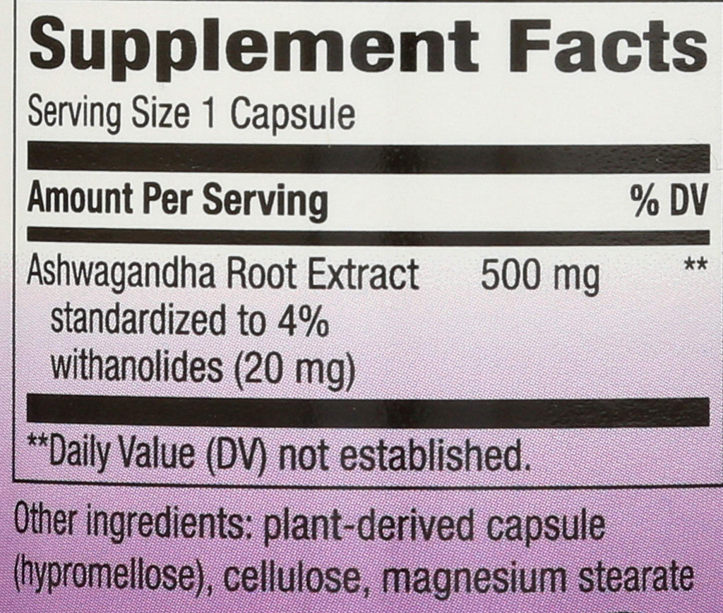 Nature's Way Ashwagandha, Reduces Stress*, Premium Extract, Adaptogenic*, Non-GMO Project Verified, Vegan, 60 Capsules (Packaging May Vary)
