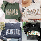 Personalized Floral Embroidered Applique Mama Sweatshirt for Women, Custom Mom Gifts from Grandkids, Mama Sweater, Mom Crewneck, Mother's Day Apparel, Mother Birthday, Christmas 2026