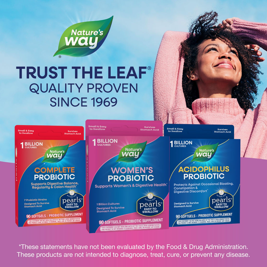 Nature's Way Women's Probiotic Pearls, Supports Vaginal and Digestive Health*, 1 Billion Live Cultures, Protects Against Occasional Bloating & Constipation*, Easy-to-Swallow Softgels, 90 Count