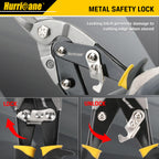 HURRICANE 3 pc Aviation Tin Snips Set, 10 Inch Metal Shears for Straight, Left & Right Curves, Cr-V Steel Blades, Non-Slip TyreGrip Handle, Safety Latch, for Sheet Metal, Gutter, HVAC, DIY