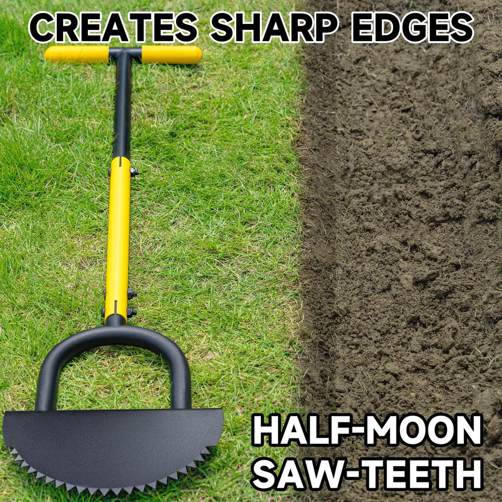 BlumeTrec Manual Edger Lawn Tool with 38"-42" Adjustable Length, Saw-Tooth Border Edger with Wide Footplate Manganese Steel Blade, Garden Edging Tool for Flower Beds, Landscaping, Sidewalks, Yard