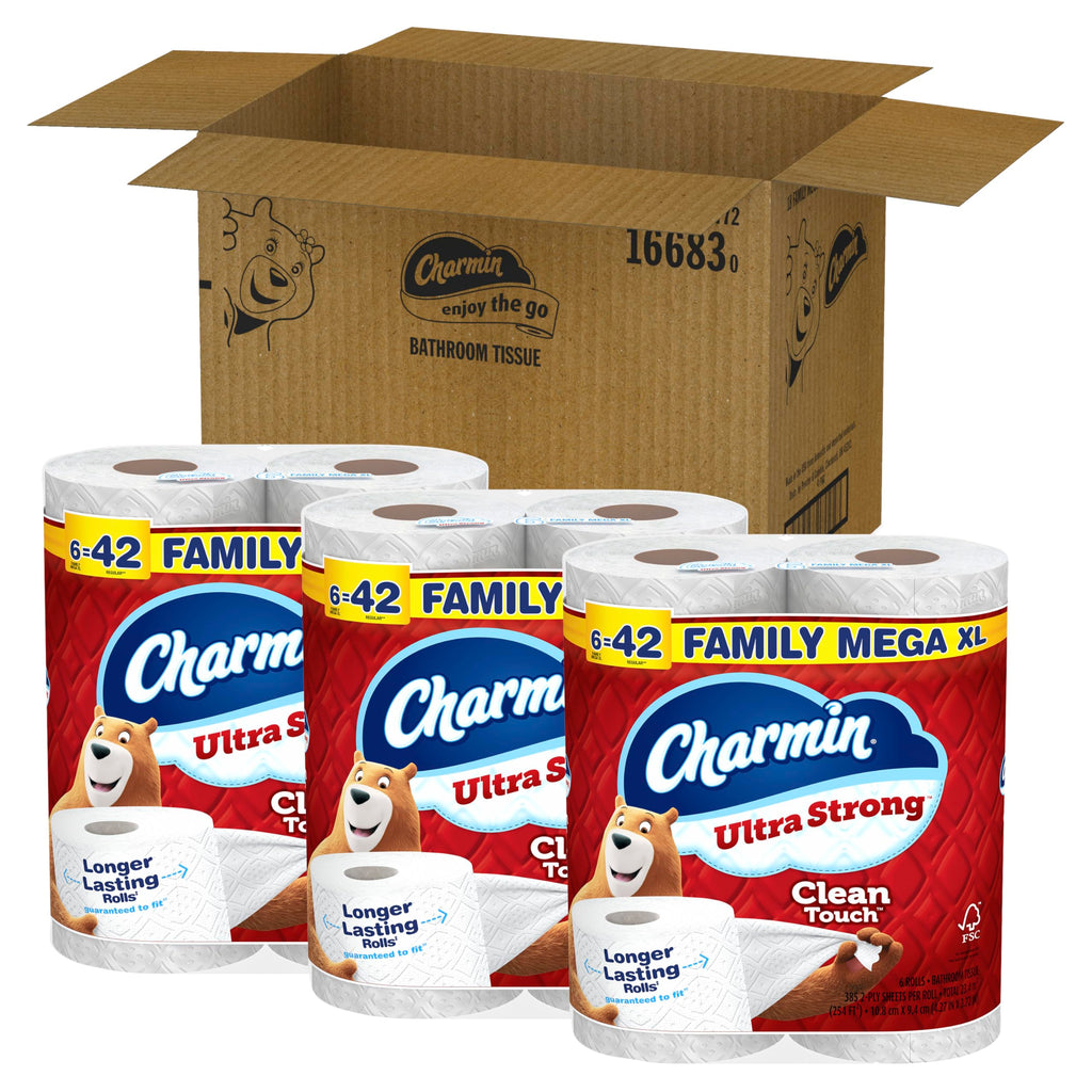 Charmin Ultra Strong Clean Touch Toilet Paper, 18 Family Mega XL Rolls = 126 Regular Rolls