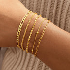 Striviio Gold Bracelets for Women, 14K Gold Plated Stackable Bracelet Stack Set Adjustable Charm Paperclip Chain Snake Link Layered Waterproof Jewelry Sets Gifts