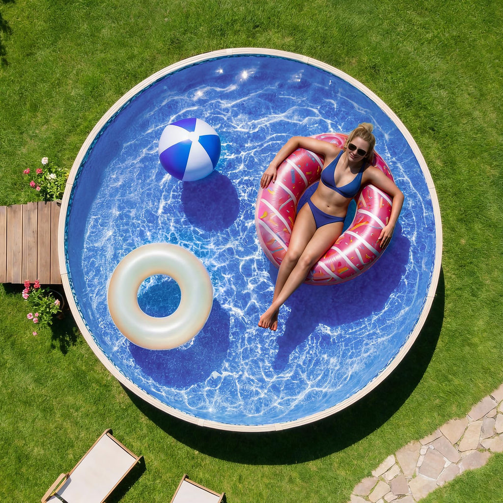VEVOR 8ft Stock Tank Round Pool Liner, Overlap Above Ground Swimming Pool Liners for 27.5 in Wall Height, Extra Thick Heavy Gauge Vinyl, with Leak-Proof Patches, Designed for Steel Sided Above-Ground