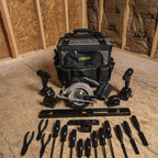 AWP Rolling Tool Bag Durable Tool Tote Water-Resistant Organizer for Professionals and Contractors, Adjustable Handle for Travel, Black | L-22814