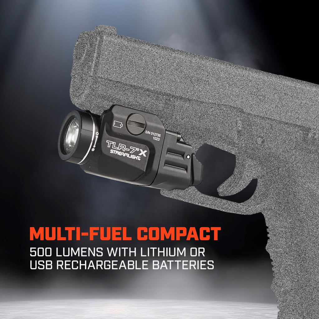 Streamlight 69424 TLR-7 X 500-Lumen Compact Tactical Weapon Light, Includes High, Low Paddle Switches and Key Kit, Black