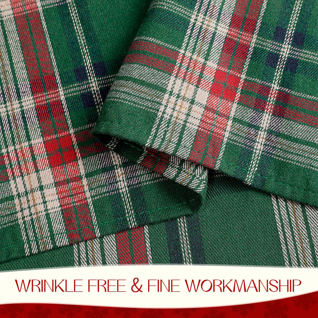 Romanstile Christmas Checkered Tablecloth Rectangle - 54 x 120 Inch - Green Buffalo Plaid Cotton Flannel Table Cloths, Xmas Winter Stain Resistant Washable Table Cover for Holiday/Party/Dining Decor