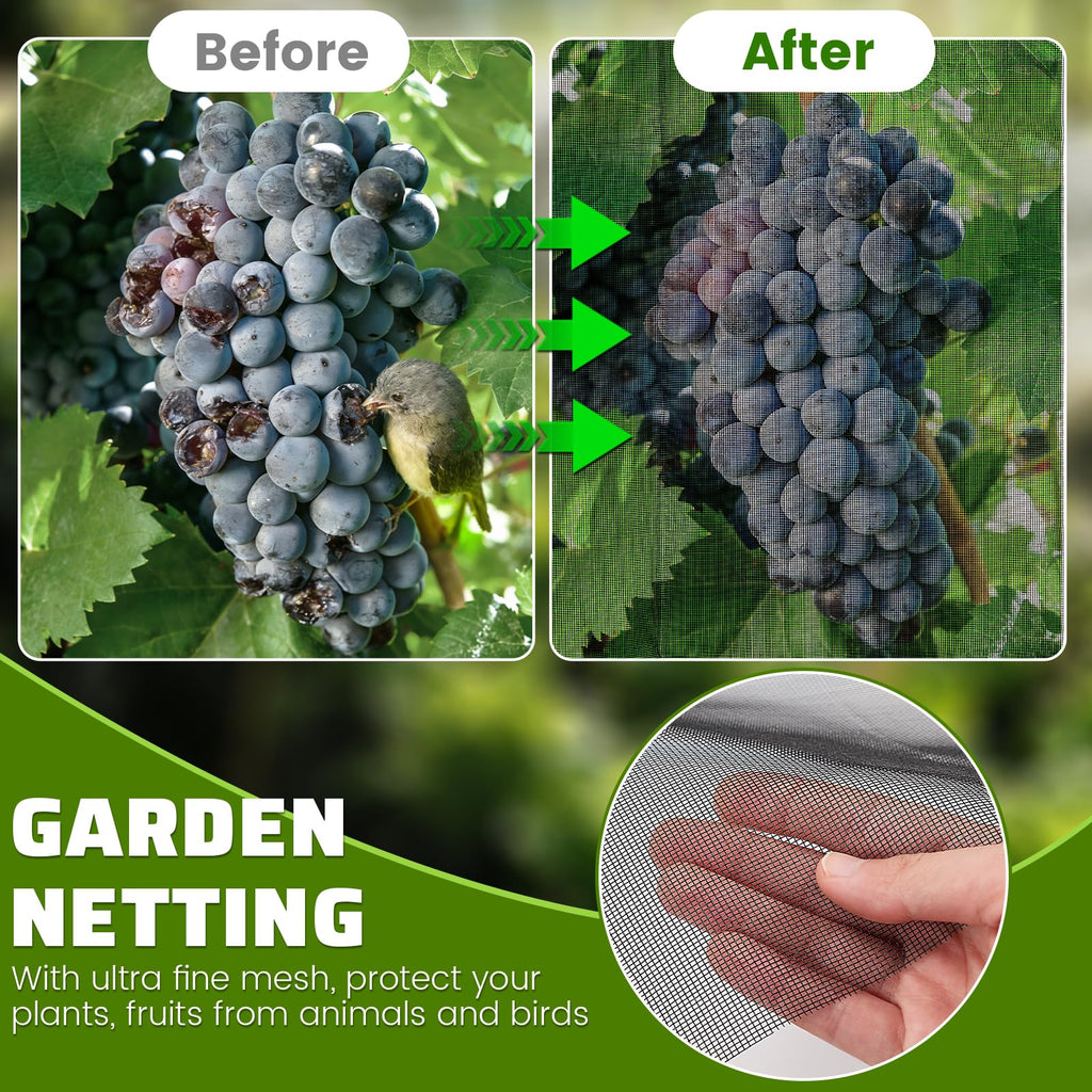 Homiton Stronger Garden Mesh Netting, 10 x 20 FT Ultra Fine Nano PP Plant Covers, Small Animals Bird Net Barrier Screen for Vegetables Plants Fruits Flowers Protection, Shading Rate 33%