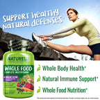 NATURELO Whole Food Multivitamin + Immune Blend with Elderberry & Mushrooms - Complete Multivitamin with Extra Immune Support - C, D3, Zinc, Elderberry, Reishi, Shitake, 60 Vegan Capsules (Pack of 2)
