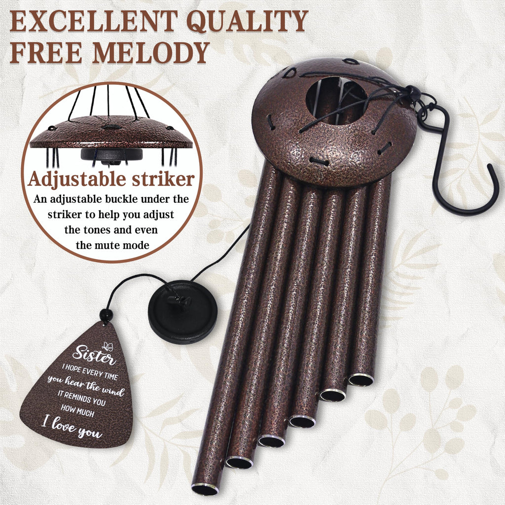 Sister Gifts, 32" Bronze Wind Chimes, Sister's Birthday Gifts from Sisters