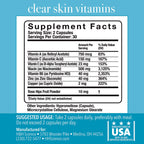 Clear Skin Vitamins for Women & Men - Supplement for Healthy Glowing Skin and Acne Control* - Patented and Dermatologist Developed Hormonal & Cystic Acne Pills