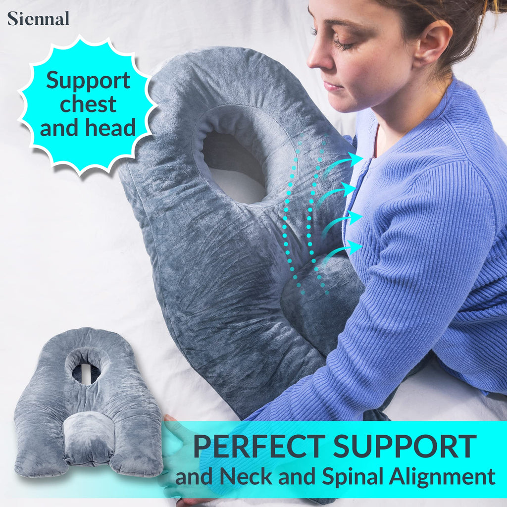 Siennal Face Down Pillow for Sleeping - for BBL or Eye Surgery Recovery - Prone Pillow for Vitrectomy, Retinal Surgery or Home Massages - CertiPUR-US® Certified Shredded Memory Foam
