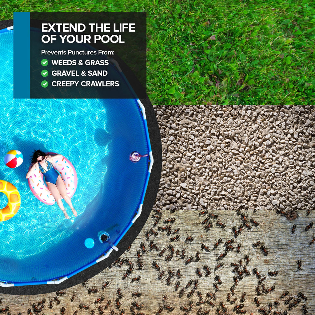 Above Ground Pool Liner Pad, 24' Foot Round, Pre-Cut Heavy Duty Outdoor Pool Pads for Above Ground Pools, Black Swimming Pool Liners for Padding and Protection, Thick Pool Mats to Prevent Punctures
