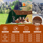 Tarp 20x30 ft 100% Waterproof 7mil Durable Grommets and Reinforced Edges,Uv Resistant,Green/Brown Tarp,Emergency Rain Shelter,Outdoor Cover and Camping Use -by MVPNET