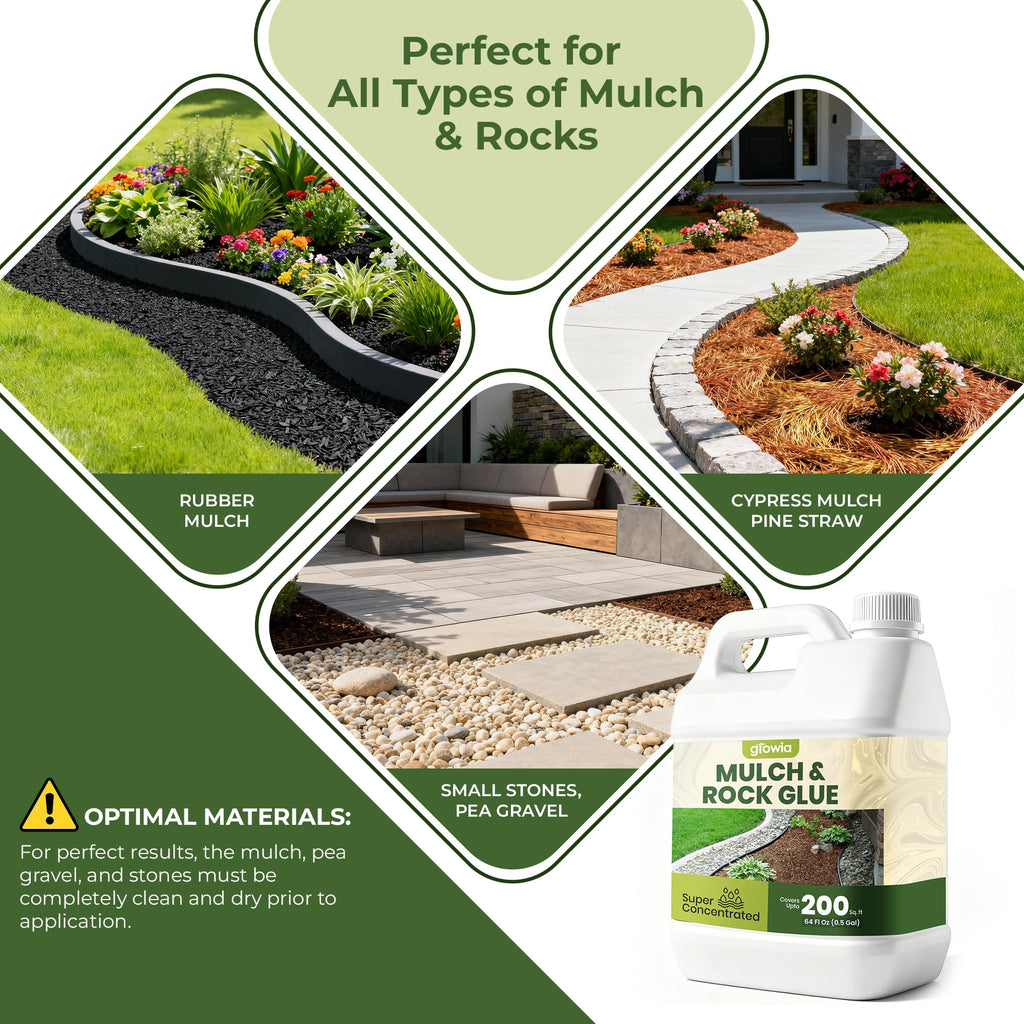 Mulch and Rock Glue for Landscaping - Cover Upto 200 sqft - 0.5 Gallon Mulch Glue for Rocks Outdoor Landscaping, Rock Glue for Pea Gravel, Fast-Drying Gravel Glue, Non-Toxic Gravel Binder