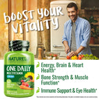 NATURELO Mens Multivitamins - One Daily Multivitamin for Men with Vitamins, Minerals & Organic Whole Foods, Boost Energy & Health, Non-GMO, 60 Vegetarian Capsules