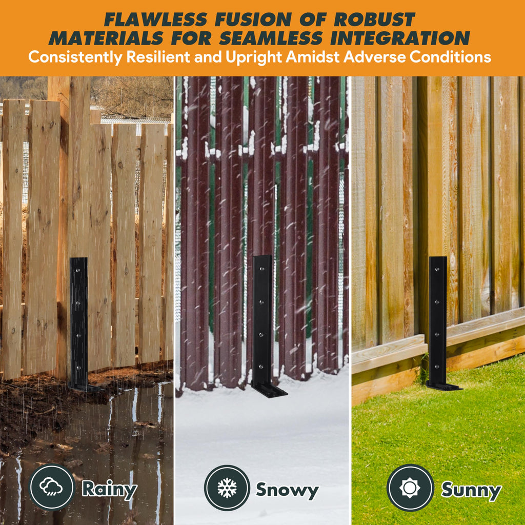 TANIVO 4 Pack Fence Post Anchor Repair Kit – Heavy Duty Steel Ground Stakes with Adjustable Width and Reinforced Base for Fixing Tilted or Broken Wooden Fence Posts