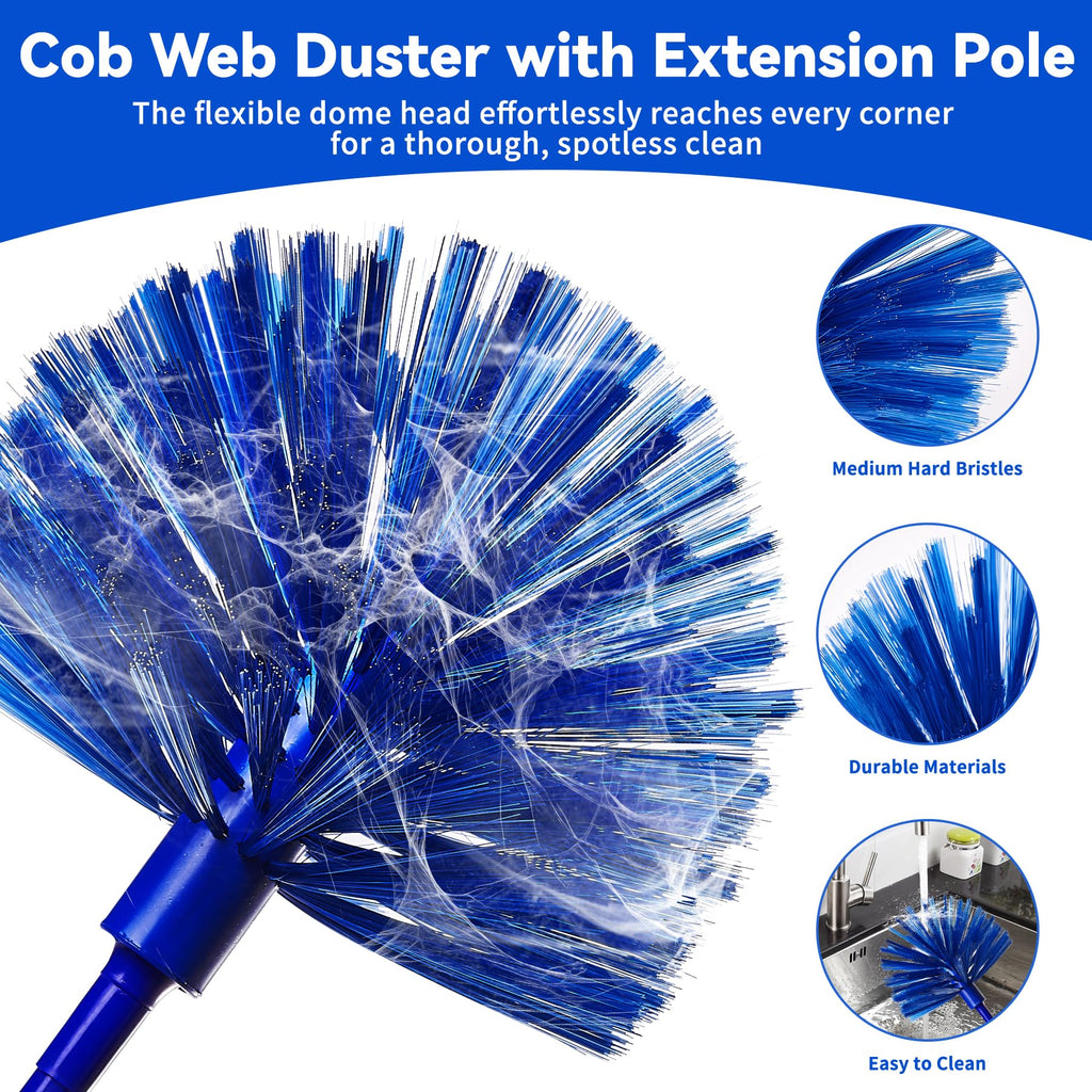 Dusters for Cleaning, Duster with Extension Pole 7 in 1 Kit, Ceiling Fan Cleaner Duster Cobweb Duster, Long Dusters for High Ceilings, Microfiber Dusters for Ceiling Fan, Blinds and Furniture