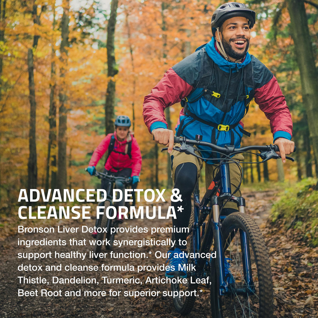 Bronson Liver Detox Advanced Detox & Cleansing Formula Supports Health Liver Function with Milk Thistle, Dandelion Extract, Turmeric, Artichoke Leaf & More, Non-GMO, 180 Vegetarian Capsules