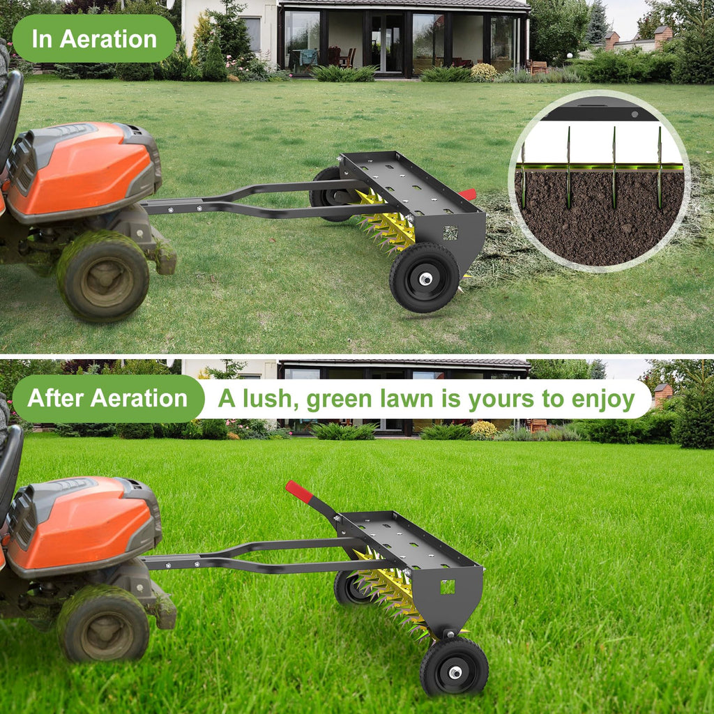 Seeutek 40Inch Tow Behind Spike Aerator - Heavy Duty Rolling Lawn Aerators