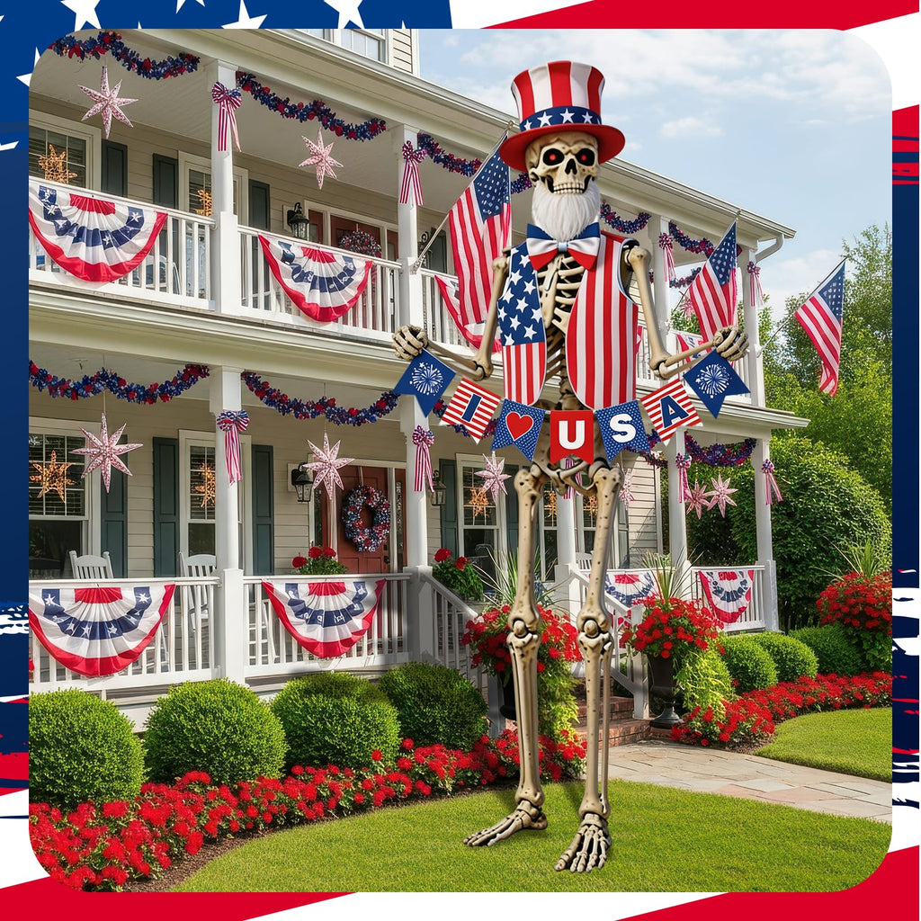 6 Pcs 250th Anniversary 12 Ft Skeleton Costume USA Skeleton Cloth Accessory