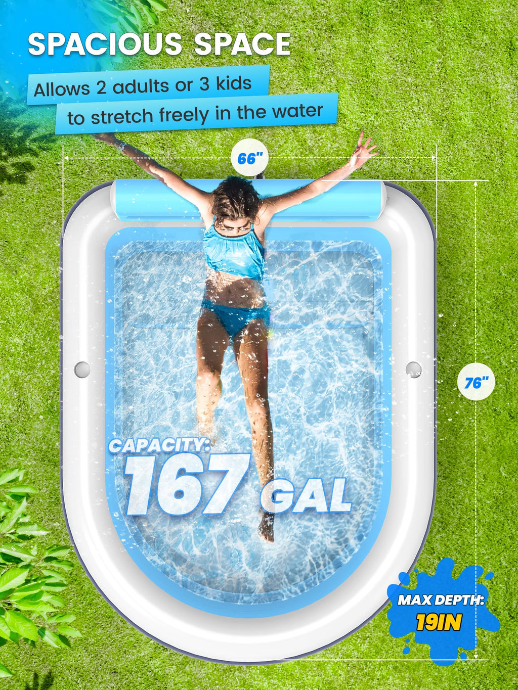 VISTOP Inflatable Pool for Adults or Kids with Seats/Cup Holders Large Thickened Large Toddlers Cool Swimming Pool Family Summer Blow Up Water Pools for Outdoor, Water Party, Garden SPA Tub