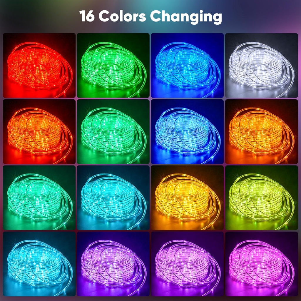 Minetom Color Changing Rope Lights Outdoor, 33FT 100 LED Rope Light