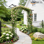 VINGLI Garden Arbor, Arch Archway for Wedding Ceremony Party, Steel Garden Trellis for Plant Climbing, Christmas Decorations Pergola for Backyard, Lawn (Black)