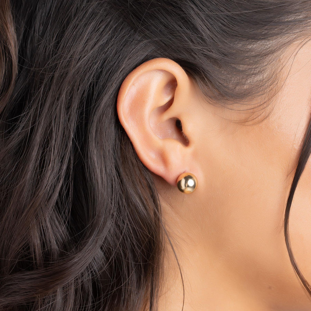 Barzel 18K Gold Plated Ball Stud Earrings Set, Sizes 3-10MM, 5 Pack, High Polish Finish Ball Suds
