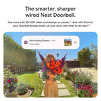 Google Nest Doorbell (Wired, 3rd Gen) - 2K Video and Gemini, Live View, Night Vision, 2-Way Audio - Works with Google Home - 2025 Model - Snow