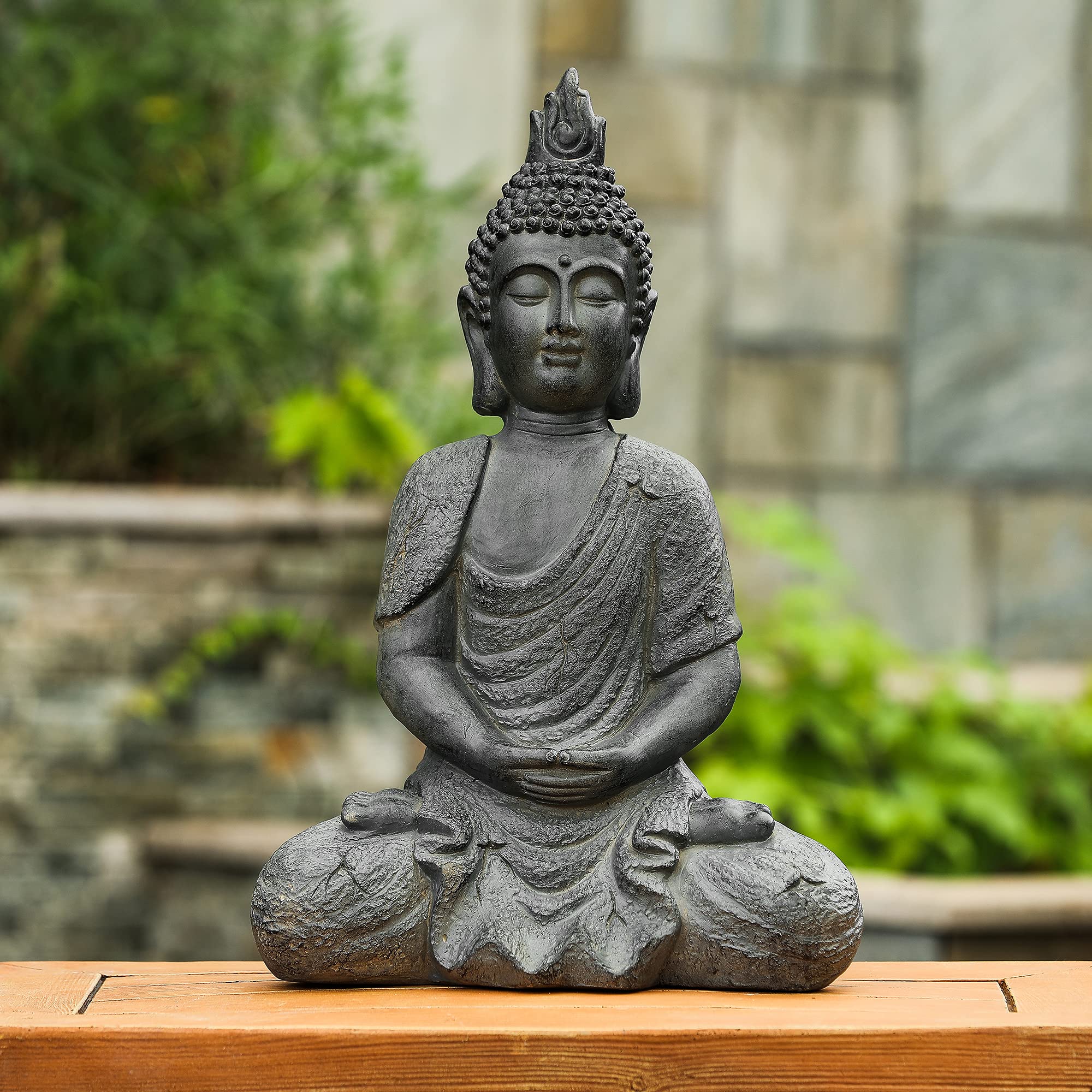 LuxenHome Large Buddha Statue, 22" Meditating Buddhas Garden Statue