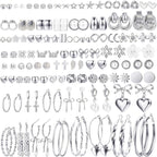 75 Pairs Gold Stud Earrings Set for Women, Trendy Hypoallergenic Pearl Cubic Zirconia Multiple Piercings Earrings Packs, Stud Hoops Earrings for Gift Jewelry