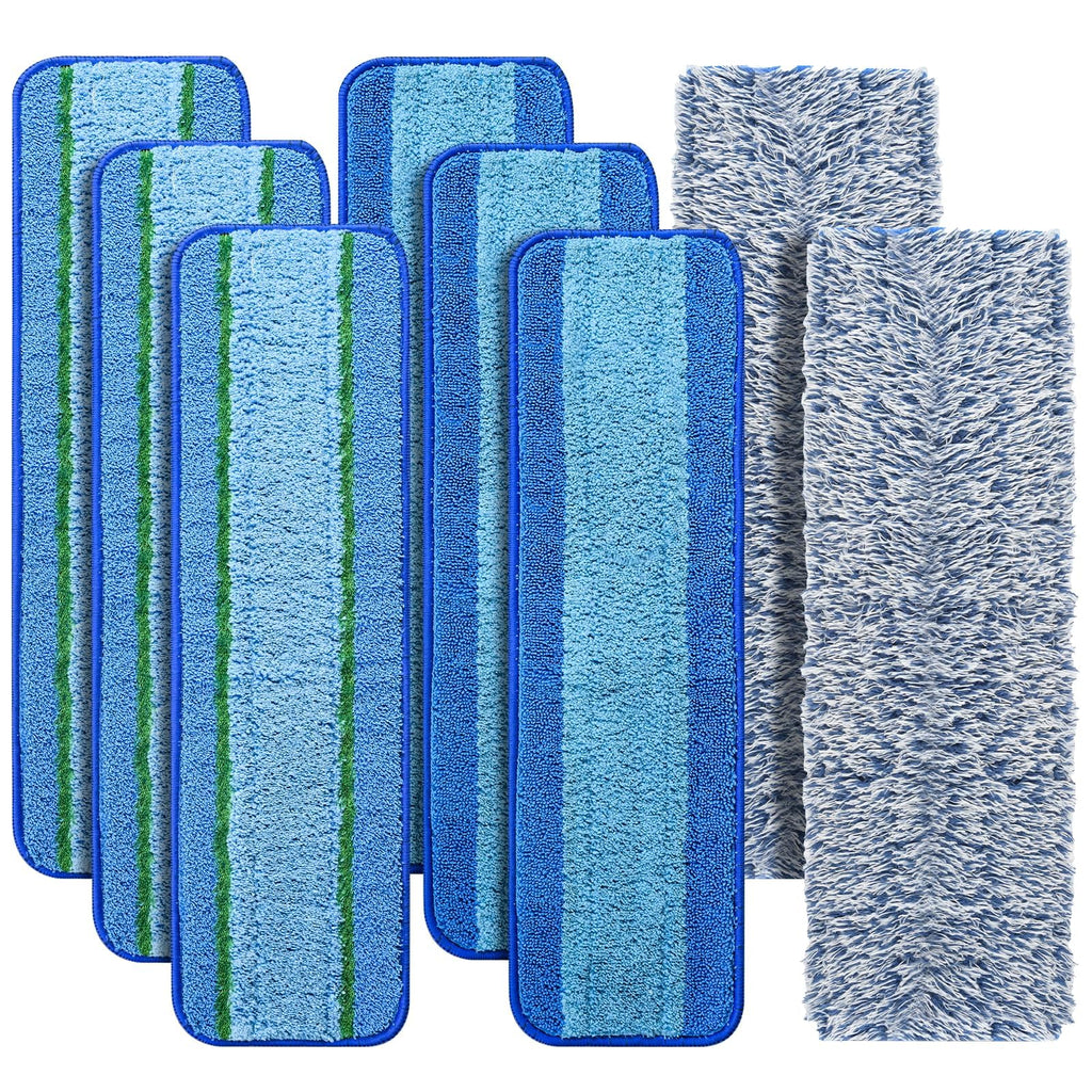 8 Pack Mop Pads Replacement for Bona Family of Mops, Washable & Reusable Microfiber Cleaning Pad for Hardwood and Multi-Surface (3 Deep Clean Pads + 3 Microfiber Cleaning Pads + 2 Dusting Pads)