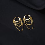 Reffeer Solid 925 Sterling Silver Chain Drop Earrings Hoop for Women Teen Girls Hoop Earrings Tassel Chain Huggie Dangle Earrings (B-18K Gold Plated)