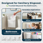 Alpine Sanitary Napkin Receptacle - Feminine Hygiene Disposal Container, Wall Mounted Trash Can with Odor Control Seal & Installation Hardware (White)