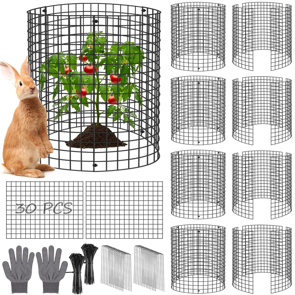 Aifanss 30 Pcs Plant Protectors from Animals, 16x12 Inch Large Metal Plant Cages Chicken Wire Cloche with Zip Ties and Stakes to Keep Animals Out, Garden Vegetables Shrubs Protection Bunny Barricades