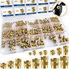 Ktehloy 400Pcs Metric Heat Set Insert, M2 M2.5 M3 M4 M5 M6 Female Thread Knurled Nuts Assortment Kit, Brass Threaded Inserts for Plastic and 3D Printing Components (Threaded Inserts Ket)