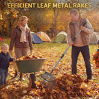 Metal Bow Leaf Rake with 25 Steel Teeth & 68" Stainless Steel Handle