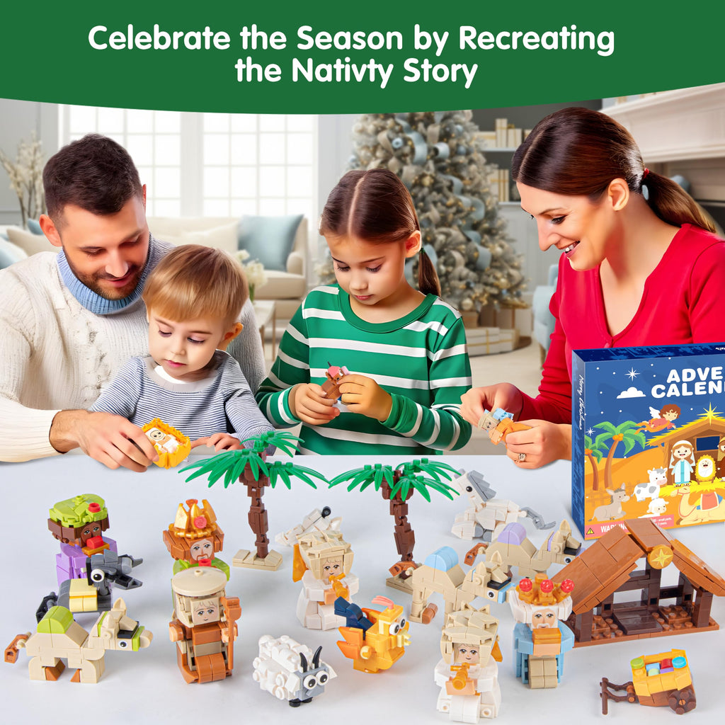 Nativity Advent Calendar 2026 Kids – 24 Days Building Blocks Kits Countdown Gifts, Christmas Stocking Stuffer Building Toys for Boys, Girls, Teens & Adults Ages 6+