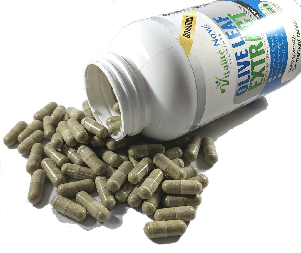 Vitalité Now! Super Strength Best Olive Leaf Extract (Non-GMO) - 20% Oleuropein - Immune Support Supplement - Up to 4 Months - 750mg Capsules - Vegetarian - 120 Count
