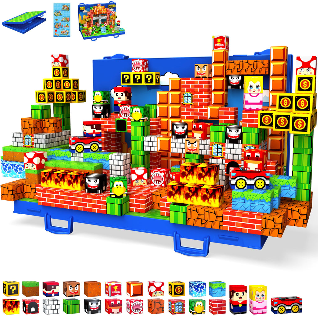 120PCS Magnetic Blocks, Magnetic Building Blocks Cubes, STEM Toy for Kid