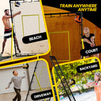 Apex Sports Adjustable Volleyball Rebounder Net 7x4 ft ��� Bounce Back Training Equipment with Angle Customization for Practicing Volleying, Bumping, Spiking ��� Durable & Portable with Travel Bag