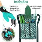 Garden Kneeler And Seat - Protects Your Knees, Clothes From Dirt & Grass Stains - Foldable Stool For Ease Of Storage - EVA Foam Pad - Sturdy and Lightweight - Bench Comes With A Free Tool Pouch!