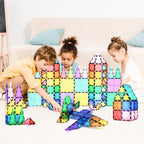 PicassoTiles 100 Piece Magnetic Tiles, Clear 3D Building Blocks for Kids 3+