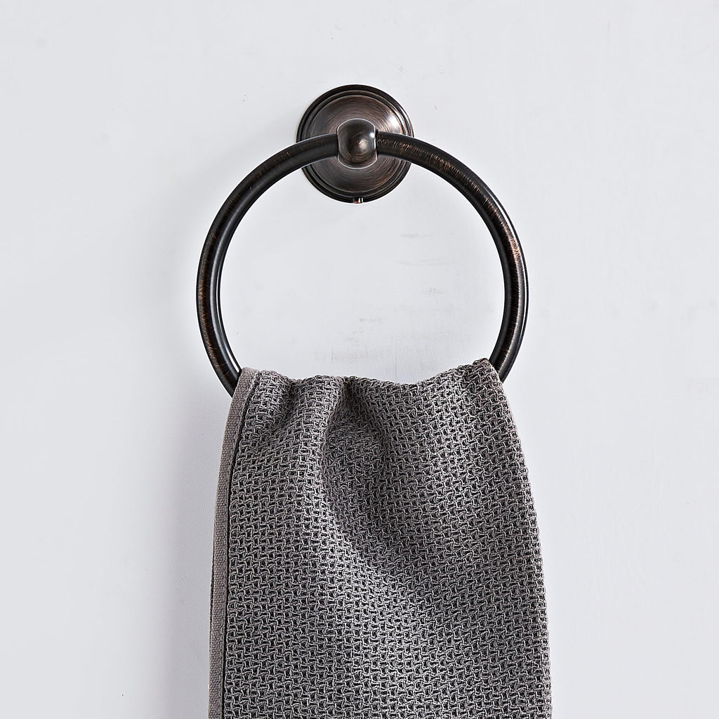 Towel Ring for Bathroom, Oil Rubbed Bronze Hand Towel Holder 2 Pack, Bathroom Accessories and Towel Racks for Bathroom Wall