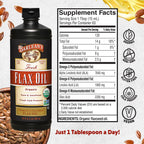 Barlean's Organic Flaxseed Oil Liquid Supplement, Cold Pressed, 7,640mg ALA Omega-3 per Tbsp, Vegan and Gluten Free, 32 oz